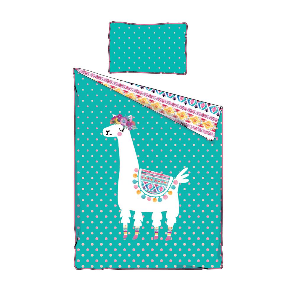 South Shore Dreamit 2 Piece Festive Llama Turquoise And Pink Twin