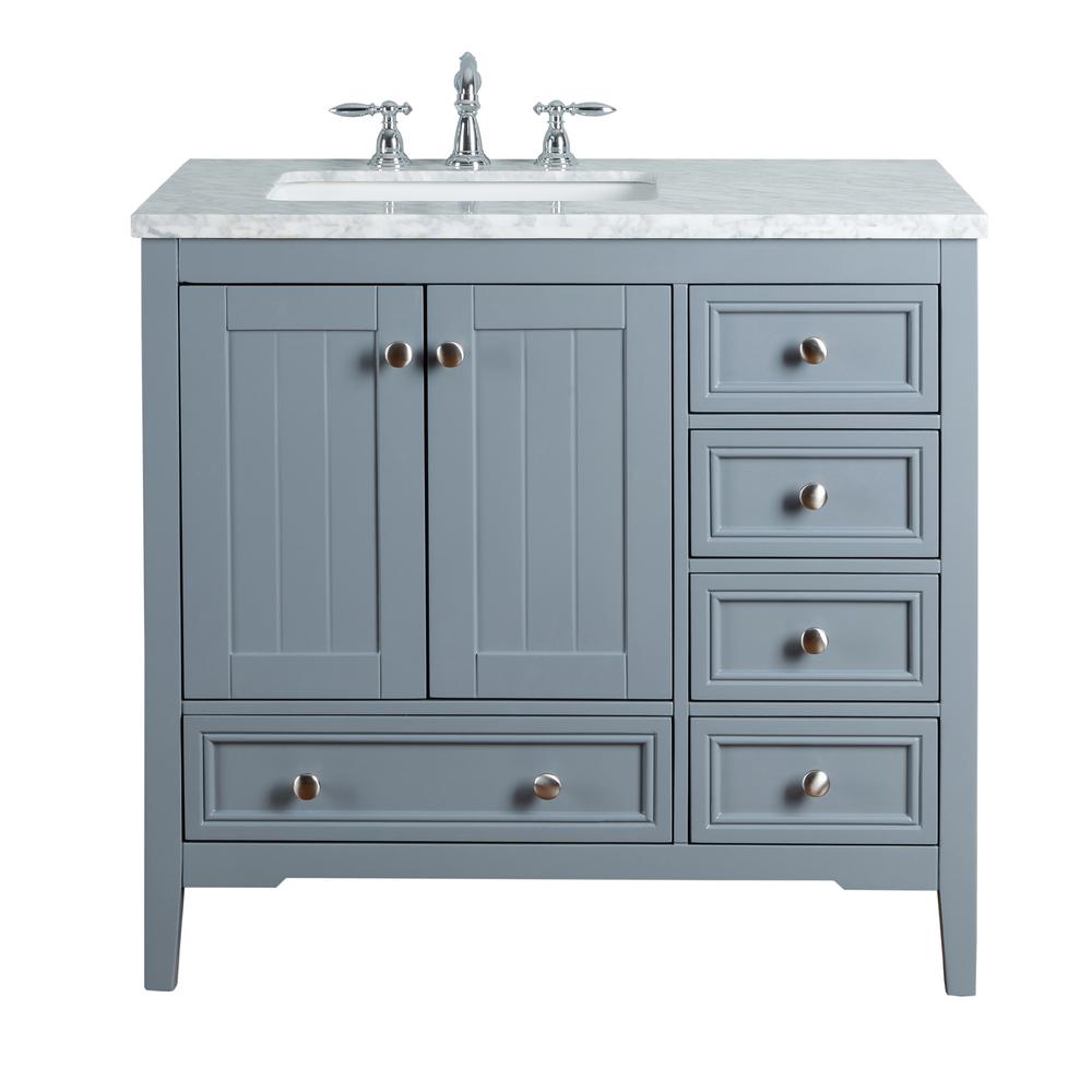 Stufurhome New Yorker 36 In Grey Single Sink Bathroom Vanity With