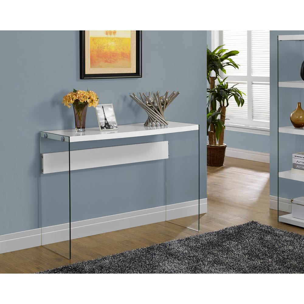 Monarch Specialties Glossy White Console Table I 3288 The Home Depot