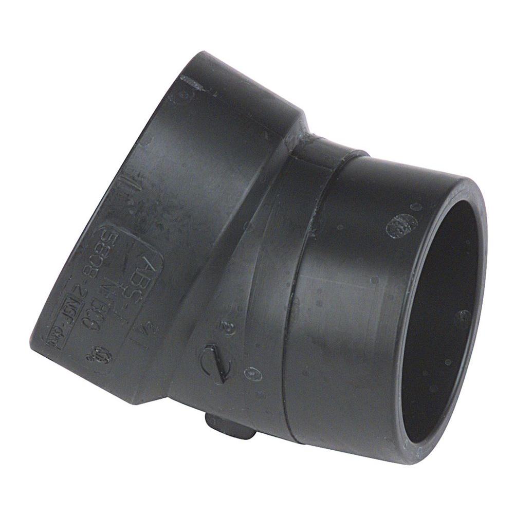 4 inch x 4 inch ABS DWV 22.5-Degree Spigot x Hub Elbow