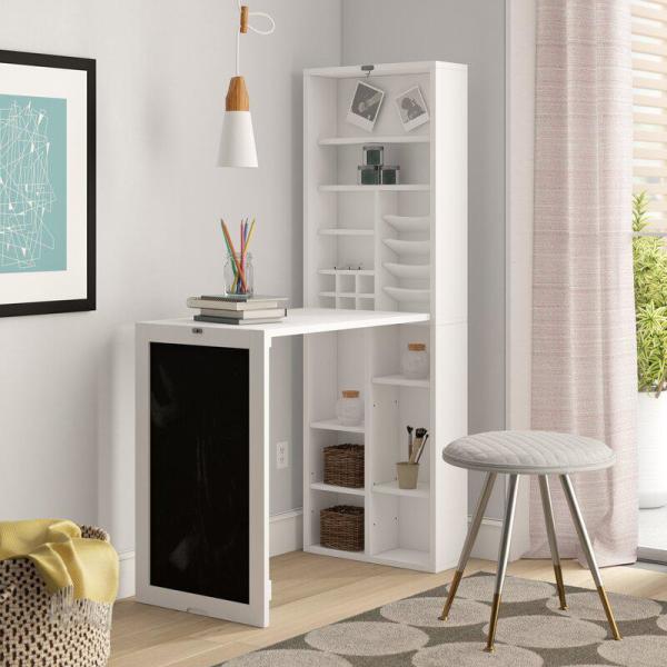 Utopia Alley White Collapsible Fold Down Desk Table Wall Cabinet