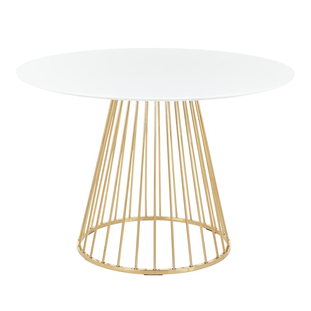 Lumisource Canary White and Gold Round Dining Table-DT-CANARY2 AUW