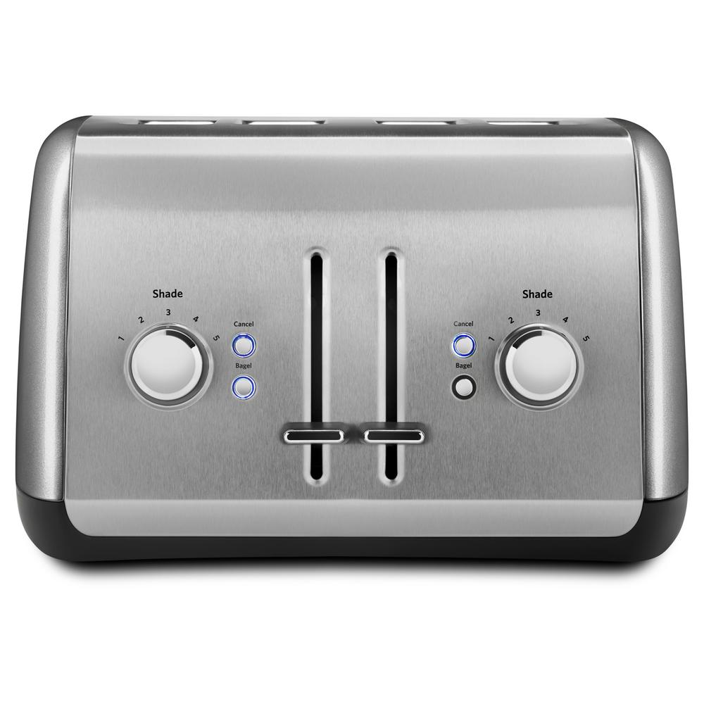KitchenAid 4Slice Silver Toaster Chrome extrawide slots bagels Bread