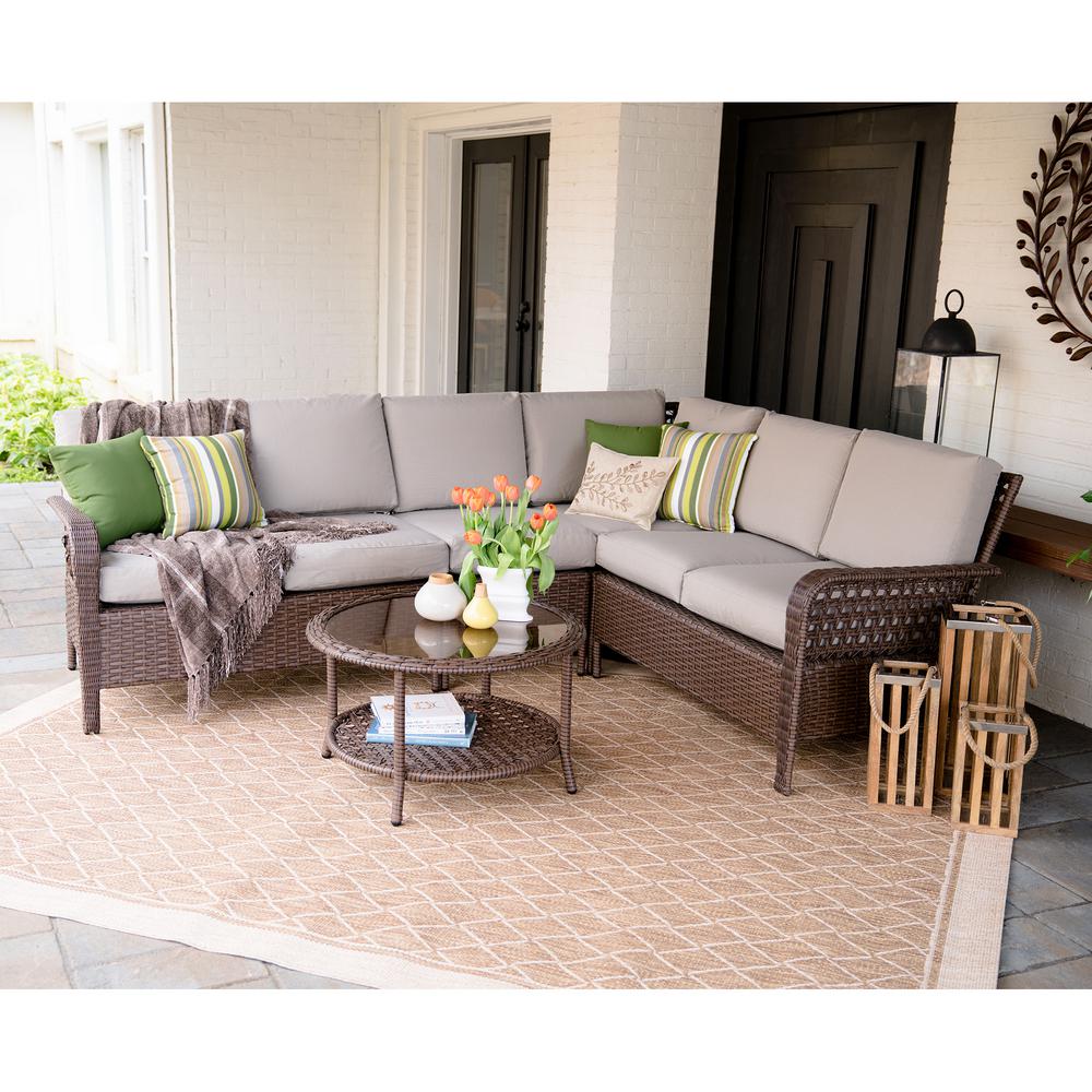 Leisure Made Bessemer 5-Piece Wicker Outdoor Sectional with Sunbrella