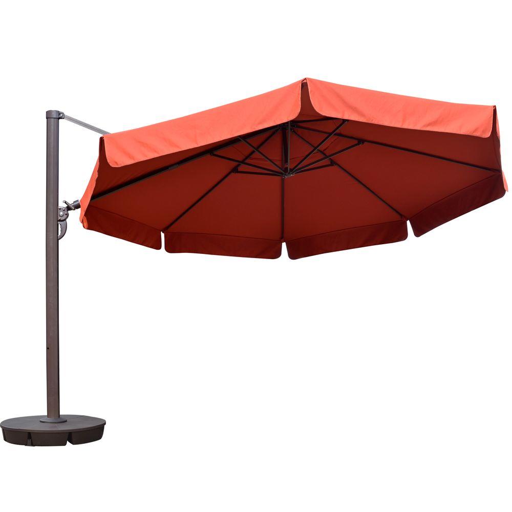 Island Umbrella Victoria 13 Ft Octagonal Cantilever With Valance Patio Umbrella In Terra Cotta Sunbrella Acrylic Nu6790 The Home Depot