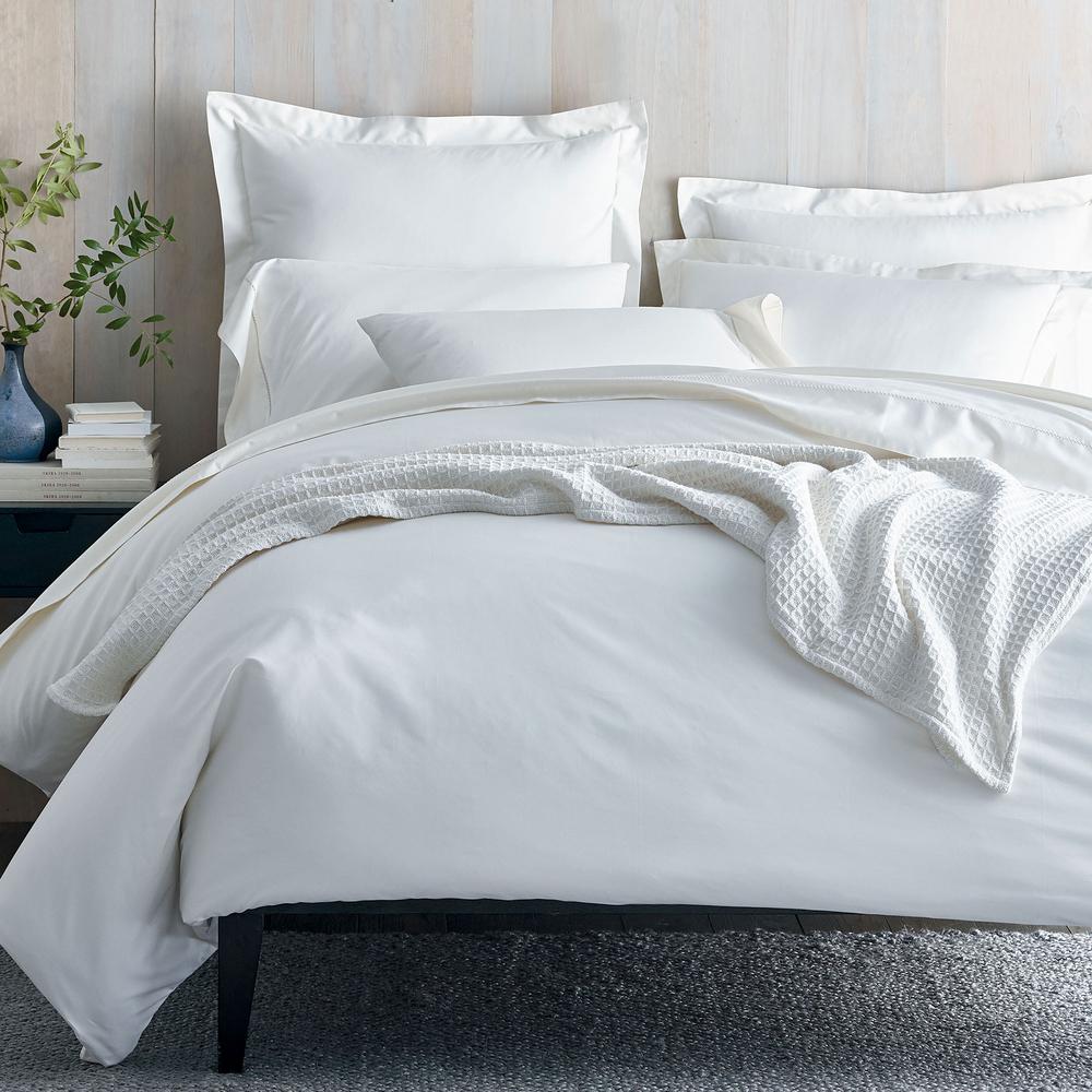 The Company Store Organic 300Thread Count Cotton Sateen White Queen Duvet Cover D1X8QWHITE