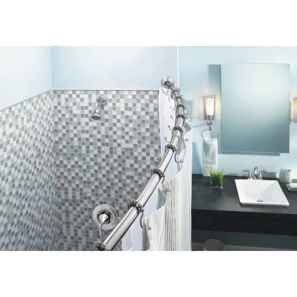 Moen 72 In Adjustable Curved Shower Rod In Chrome Dn2160ch The Home Depot