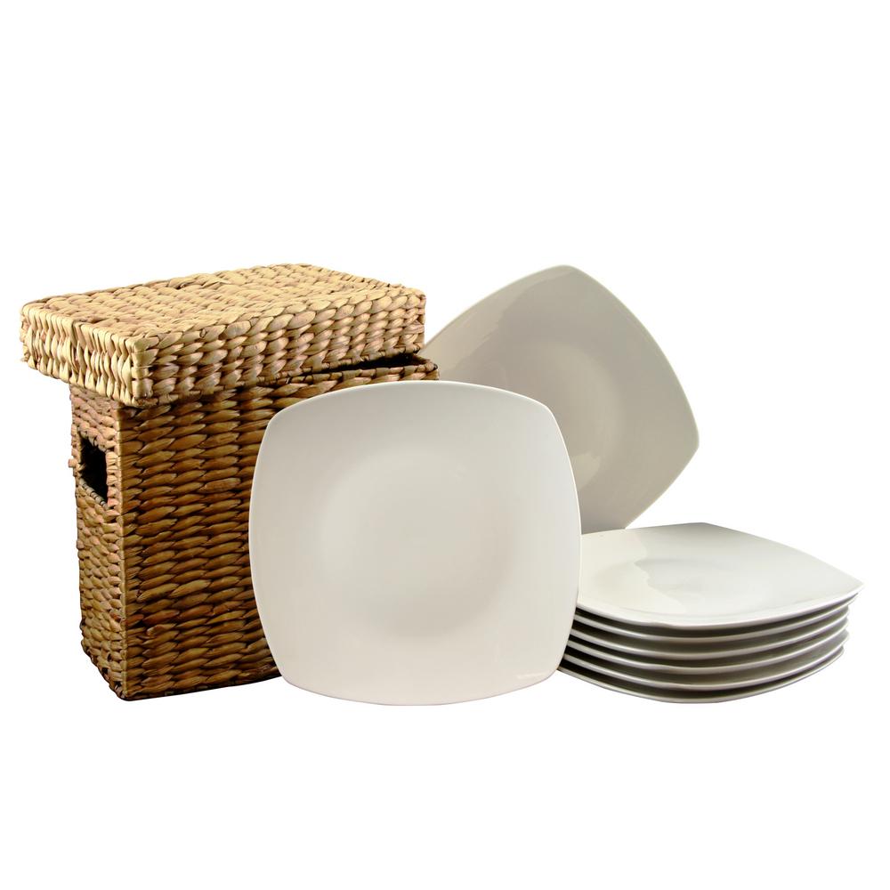 Gibson Zen Buffetware White Dinner Plates (Set of 8)-985100033M - The Home Depot