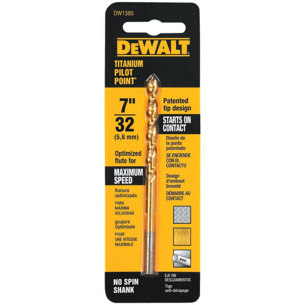 DEWALT 7/32 in. Titanium Pilot Point Drill BitDW1380 The Home Depot