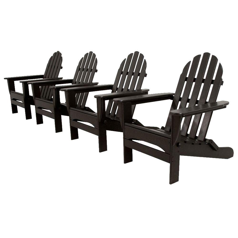 UPC 845748060066 product image for Ivy Terrace Classics Black 4-Piece Folding Adirondack Patio Conversation Set | upcitemdb.com