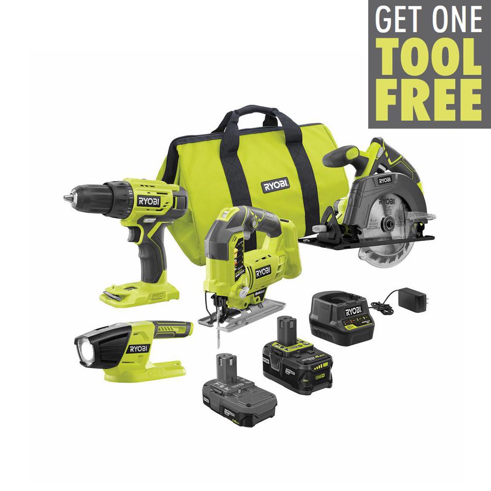 RYOBI ONE+ 18V 3-Tool Combo Kit w/Battery Charger w/Free Jig Saw