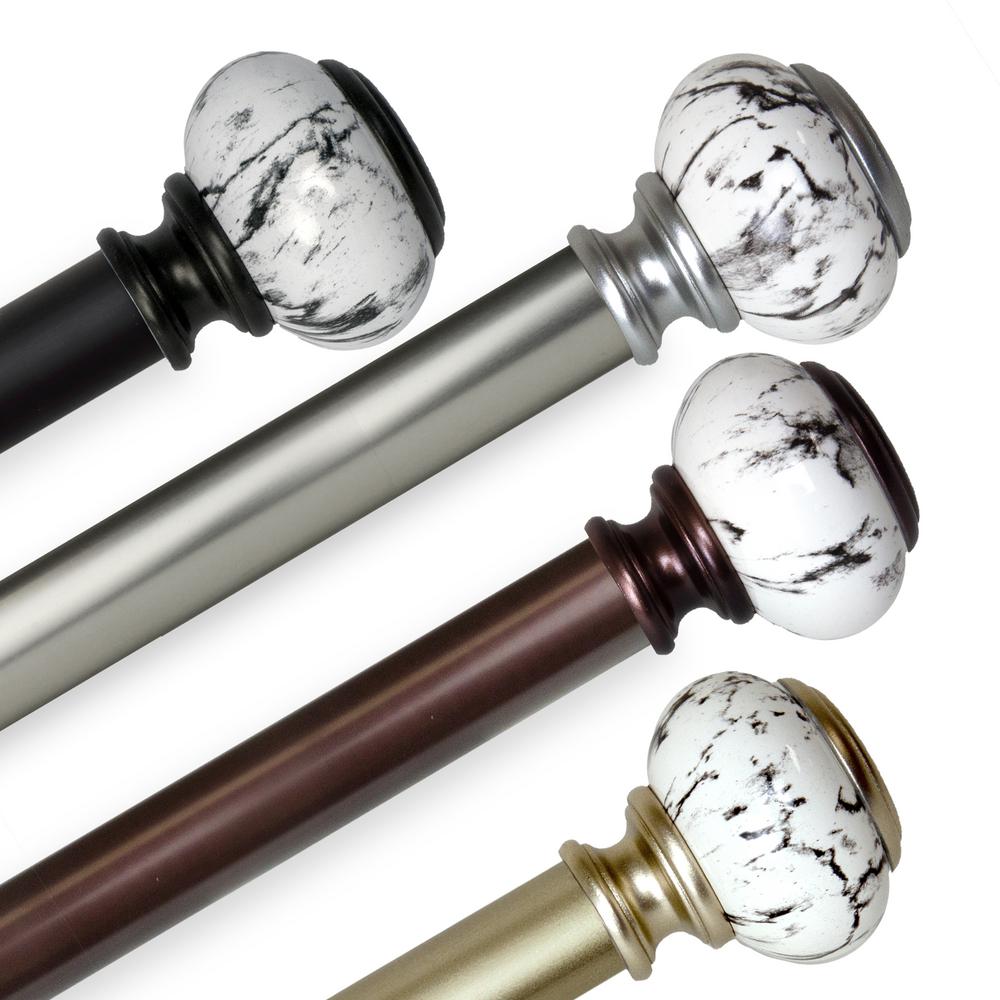 EMOH 1 Inch Dia 4884" Adjustable Grove Single Curtain Rod in Black