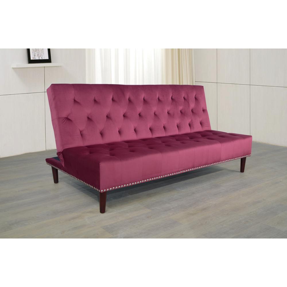Mulberry Red Tufted Convertible Sofa Bed Futon Sh2003 The Home Depot Undefined Mulberry Red Tufted Convertible Sofa Bed Futon
