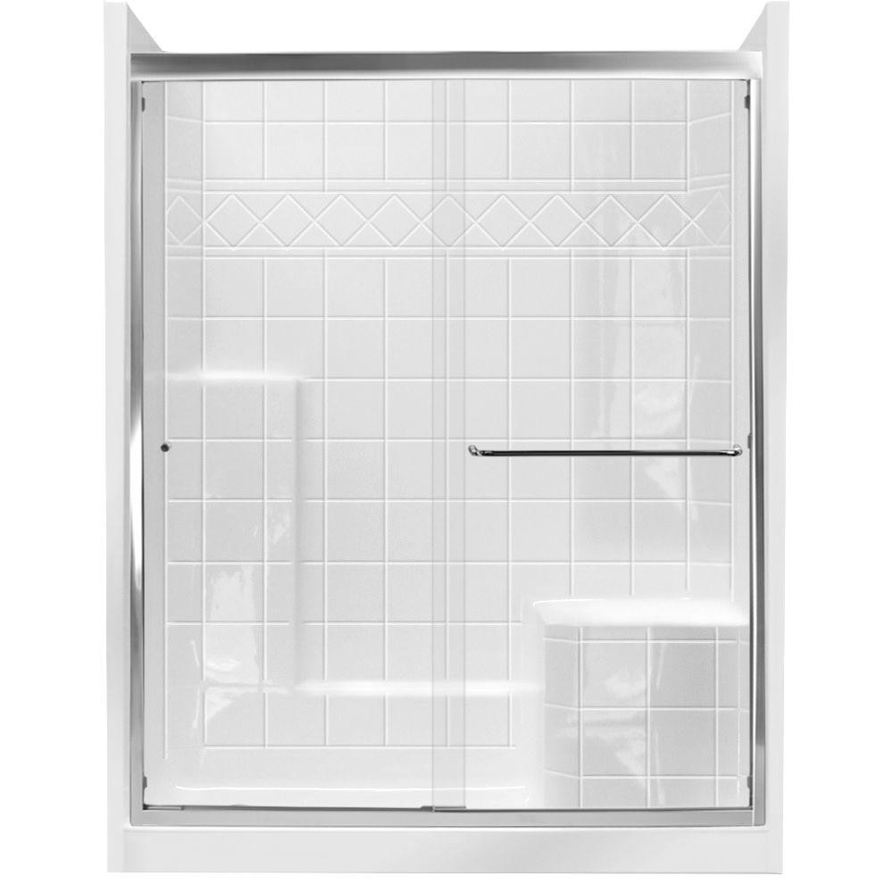 Ella Standard 60 in. x 33 in. x 77 in. Left Drain 3Piece Alcove Shower