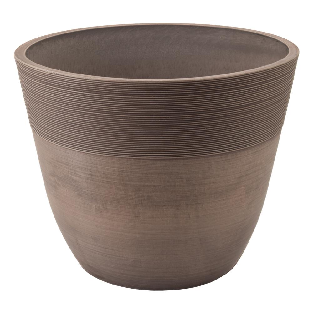 Arcadia Garden Products Etched 14 in. x 11 in. Taupe PSW Pot-FM35TP - The Home Depot