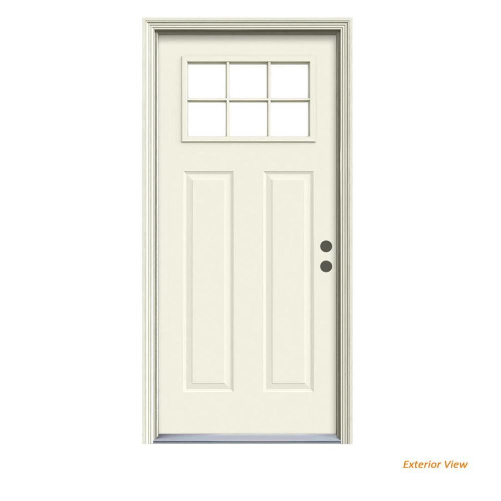 Jeld Wen 36 In X 80 In Primed Left Hand Inswing 6 Lite Clear Steel Prehung Front Door