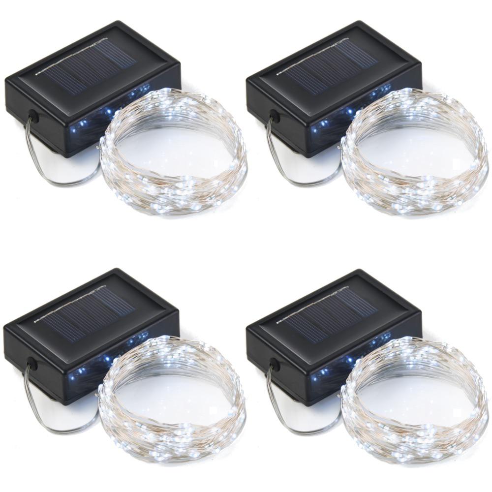 100Light 20 ft. Integrated LED Platinum Solar String Light (4Pack)4
