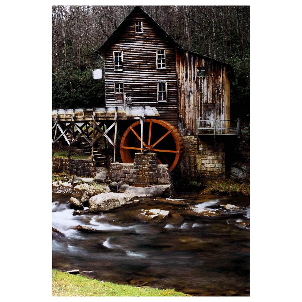 Yosemite Home Decor 47 in. x 32 in. "River Mill" Tempered Glass Wall