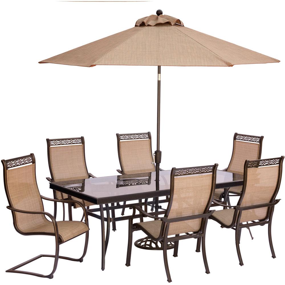 Hanover 7Piece Outdoor Dining Set with Rectangular GlassTop Table and