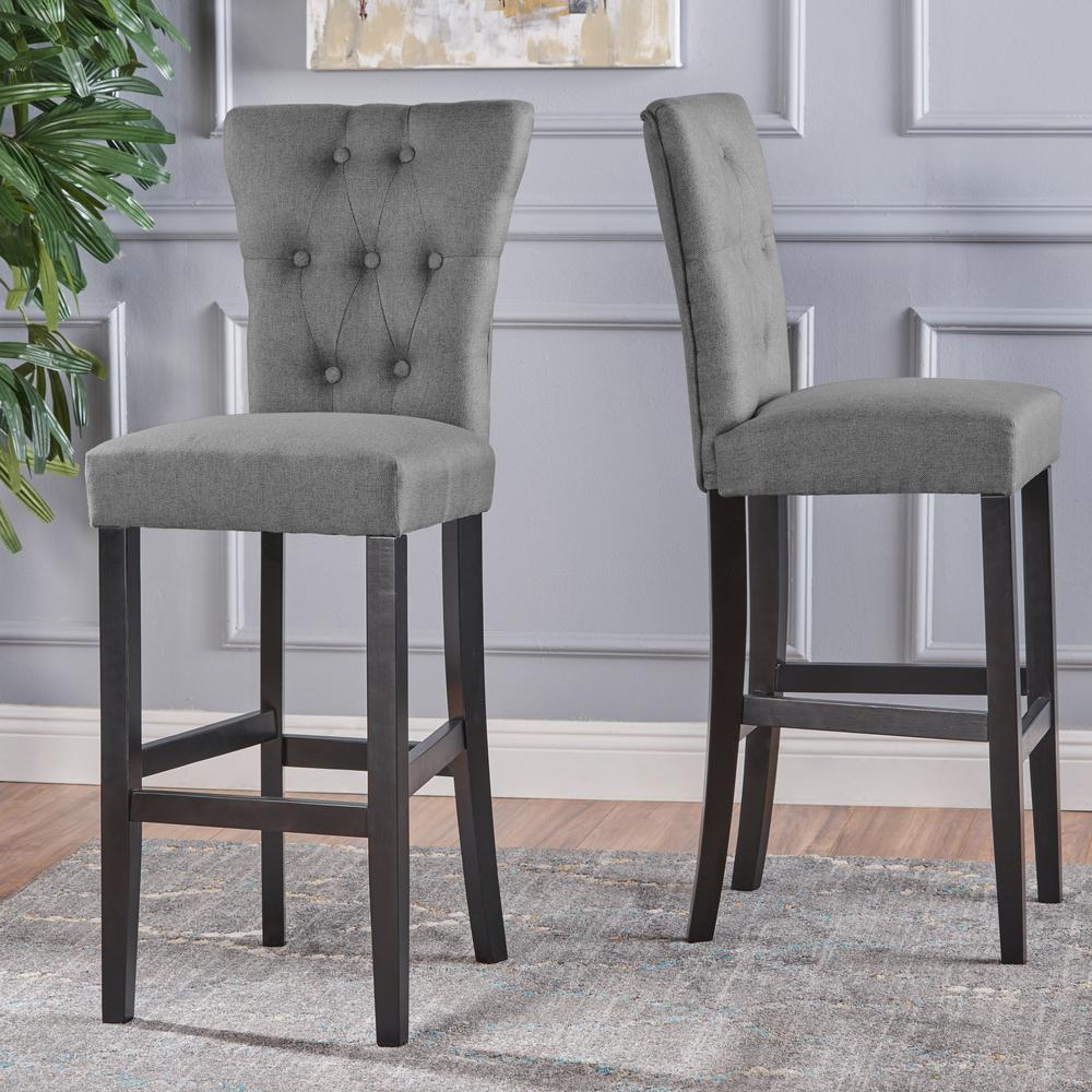 Pia 45.50 in. Grey Tufted Bar Stools (Set of 2) 12433   The Home Depot
