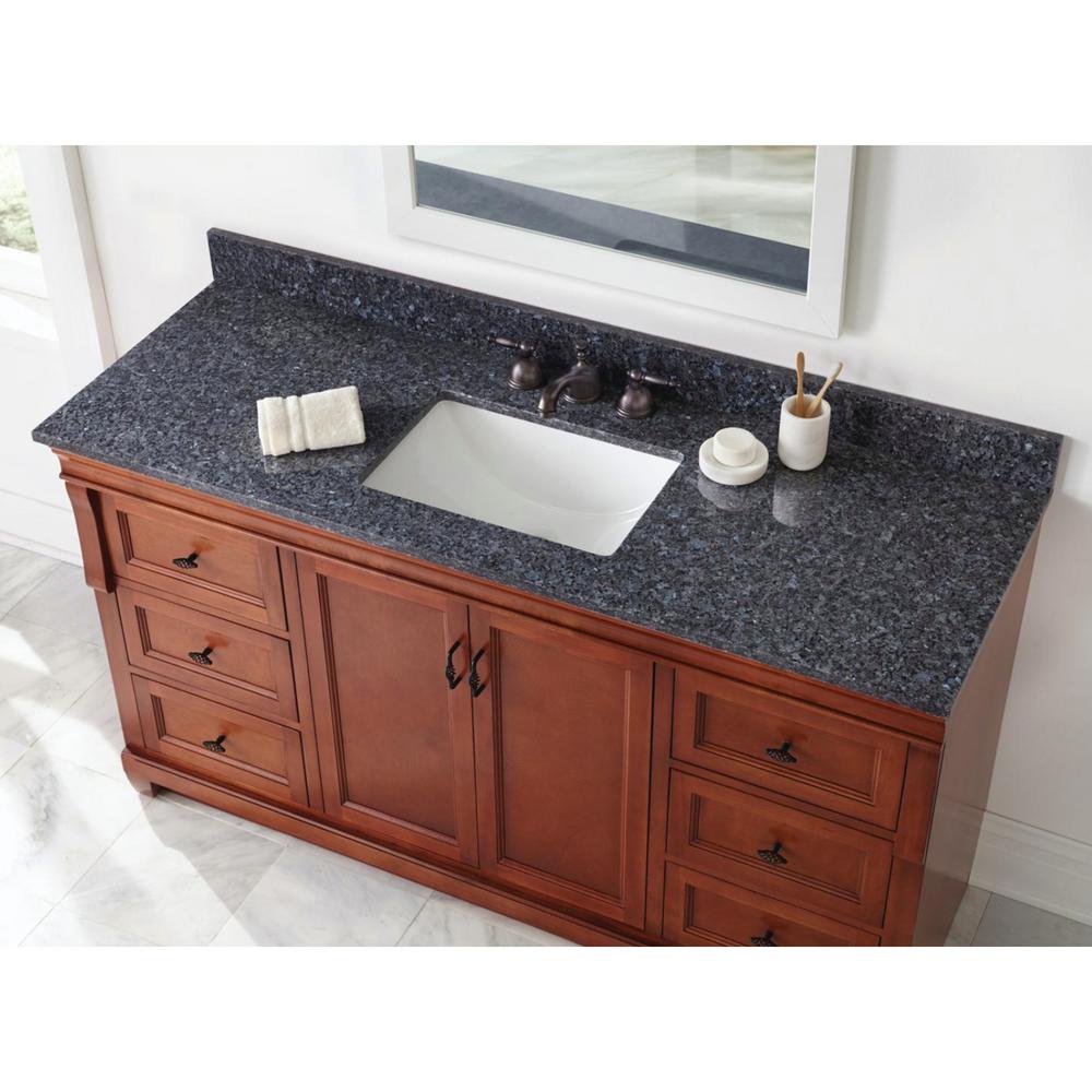 Home Decorators Collection 61 In W X 22 In D Granite Single Sink Vanity Top In Blue Pearl With White Trough Sink 63905 The Home Depot