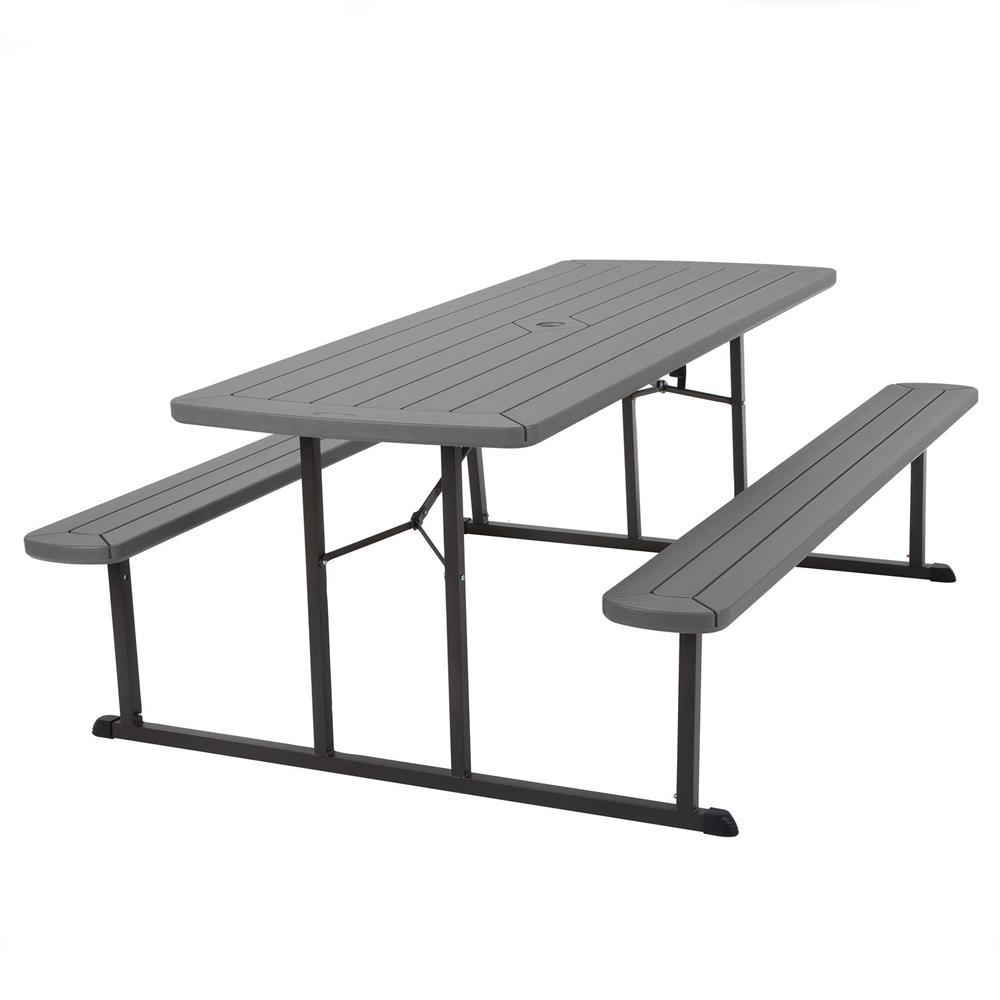 Cosco 6 Ft Dark Gray Wood Grain Folding Picnic Table C902hd87dgr1e The Home Depot