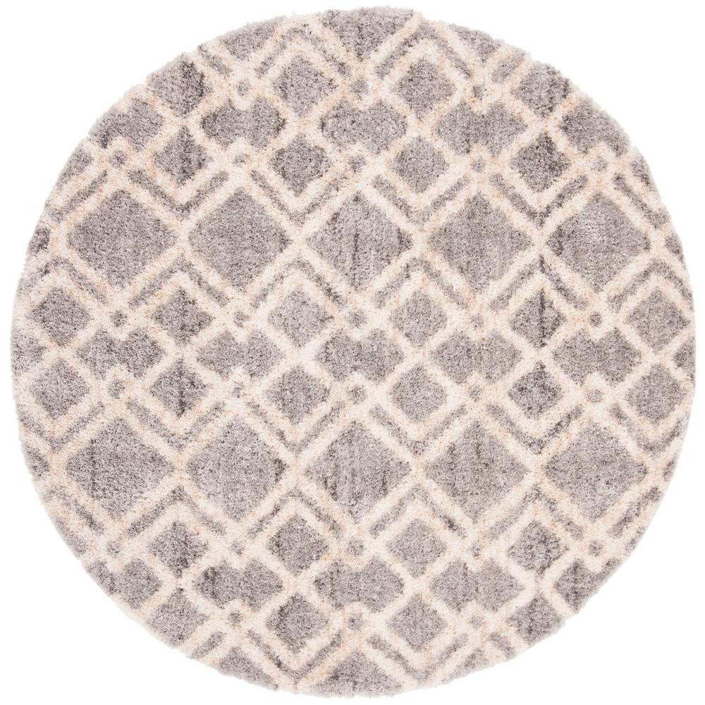 Safavieh Berber Shag Gray/Cream 7 ft. x 7 ft. Round Area RugBER213G7R