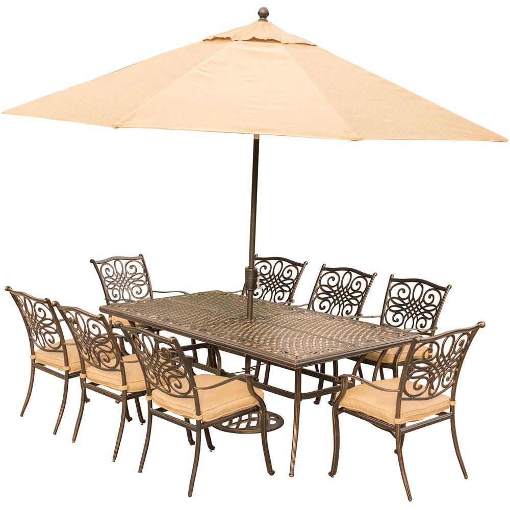 Hanover Traditions 9-Piece Outdoor Dining Set with Rectangular Cast-Top Table... by Hanover