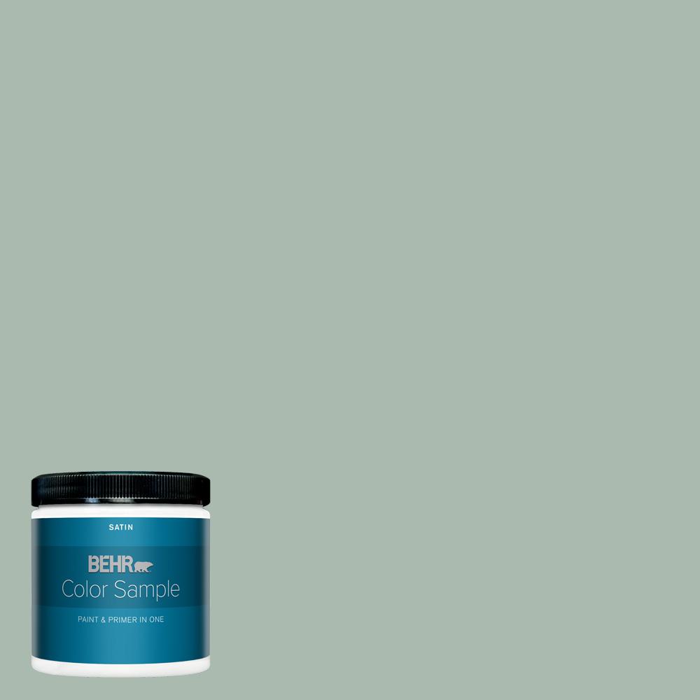 BEHR PREMIUM PLUS 8 oz. PPU1114 Zen Satin Enamel Interior Paint and Primer in One Sample