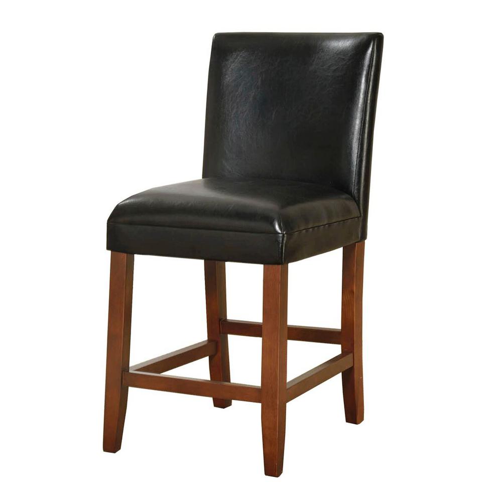 24" Faux Leather Luxury Counter Stool Black - HomePop