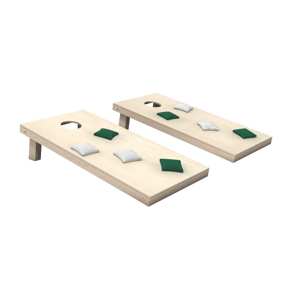 Wooden Cornhole Toss Game Set With Hunter Green And White Bags Wooden Cornhole Toss Game Set With Hunter Green And White Bags