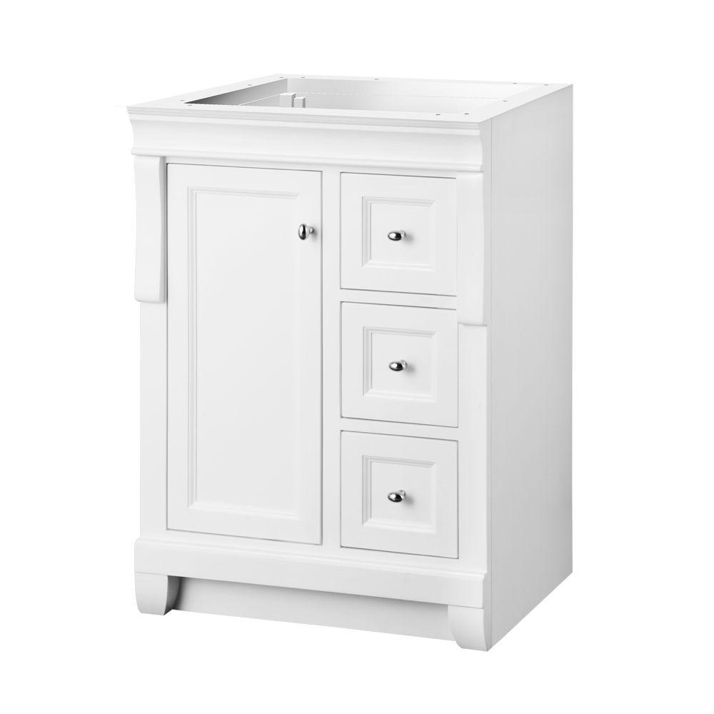 Home Decorators Collection Naples 24 In W Bath Vanity Cabinet Only In White With Right Hand Drawers Nawa2418d The Home Depot