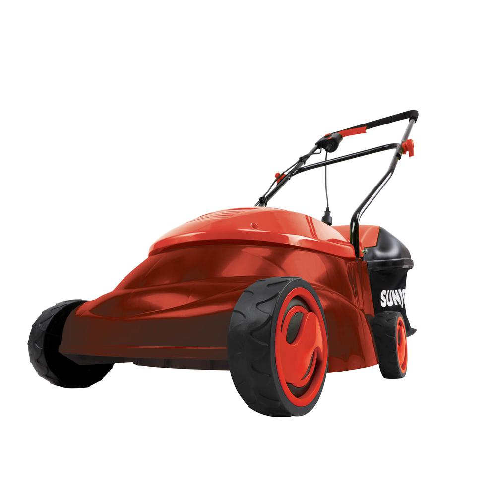 Sun Joe 14 in. 13 Amp Electric Walk Behind Push Lawn Mower with Side Discharge Chute, Red MJ401E-PRO-RED