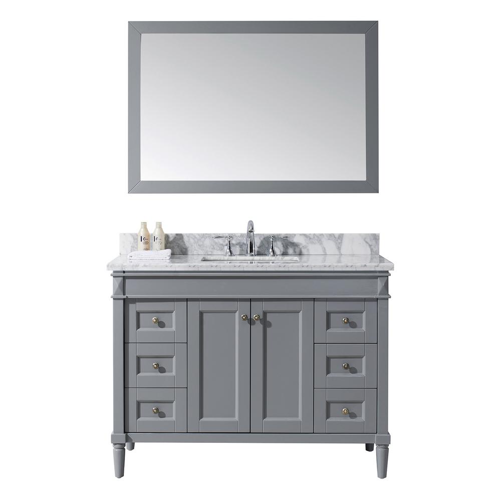 Virtu USA Tiffany 48 in. W x 22 in. D Vanity in Grey with Marble Vanity