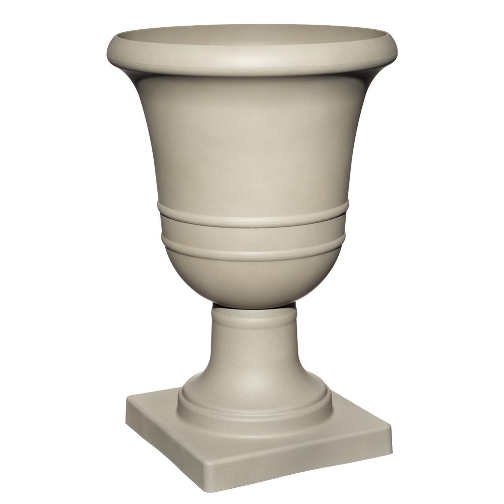 16 in. Norwich Antique Zinc Resin Urn Planter, Weathered Taupe Base ONLY
