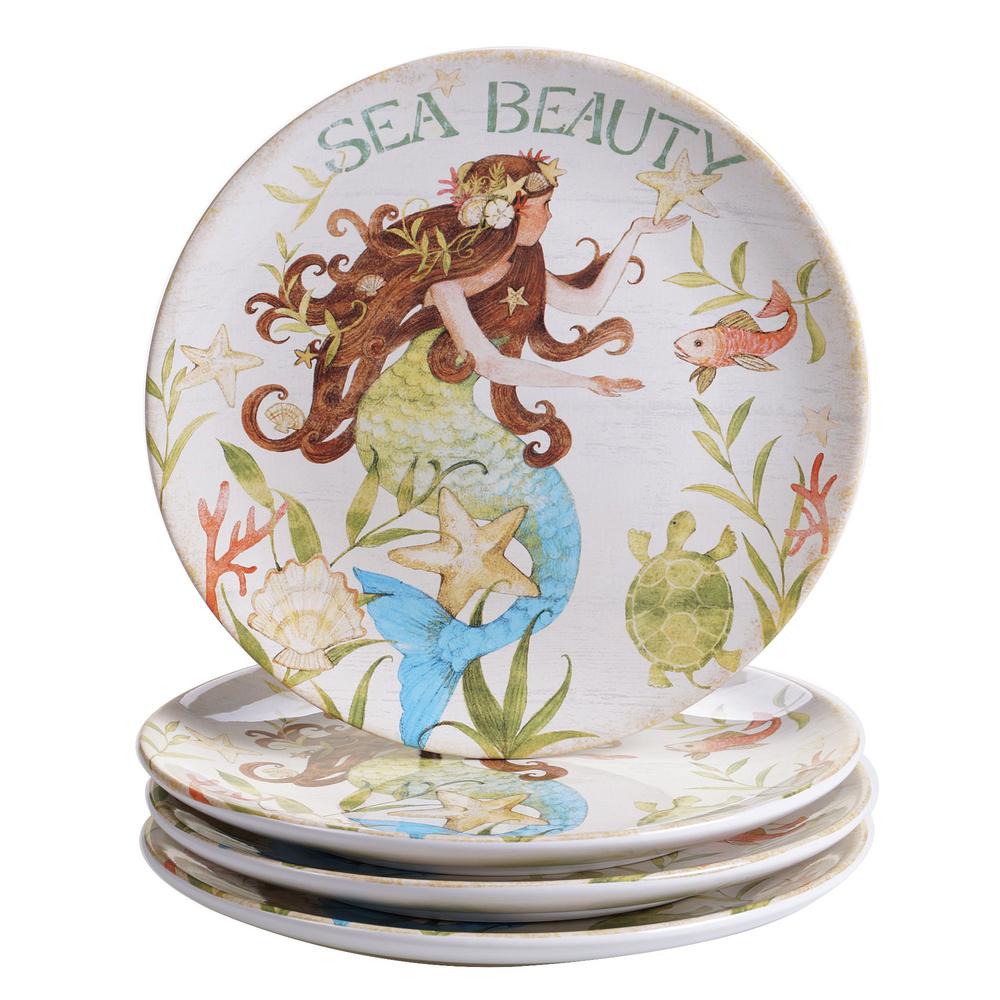 Sea Beauty 9 In Multi Colored Dessert Plate Set Of 4