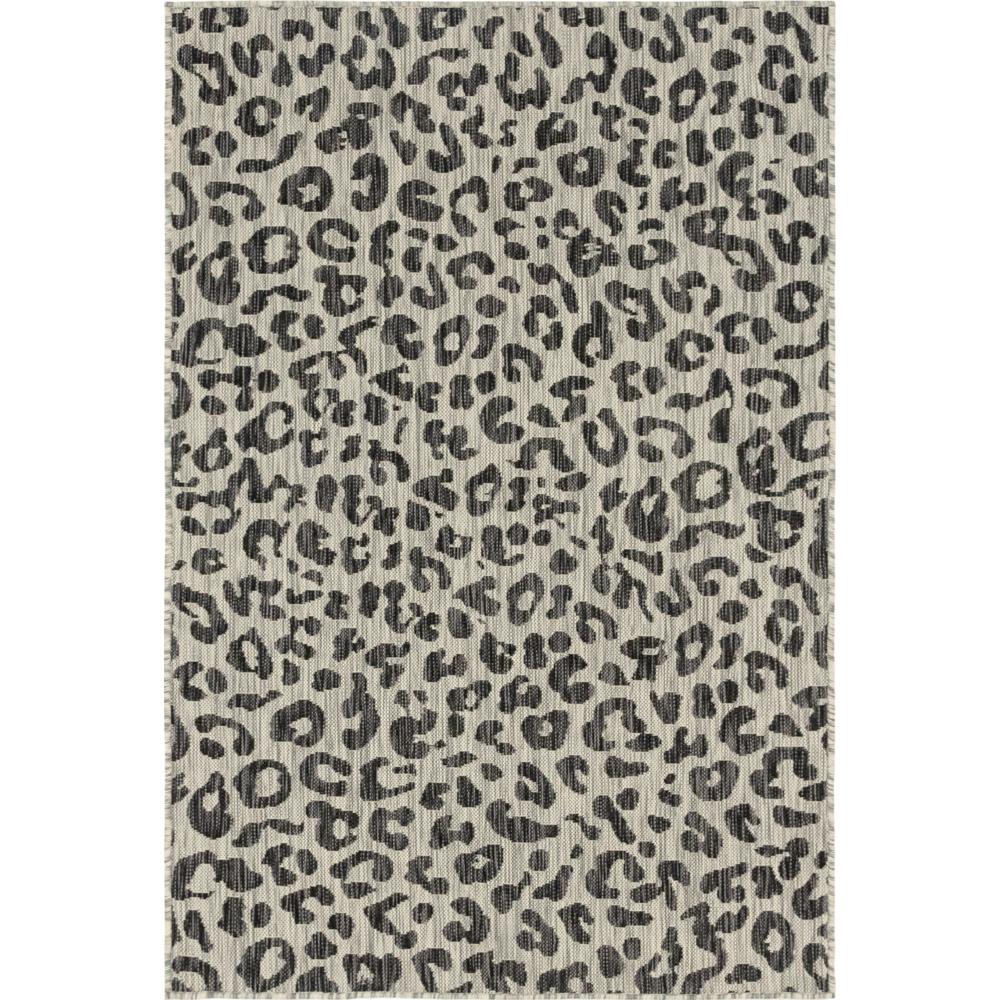 Unique Loom Black Leopard Outdoor 4 ft. x 6 ft. Area Rug3145246 The