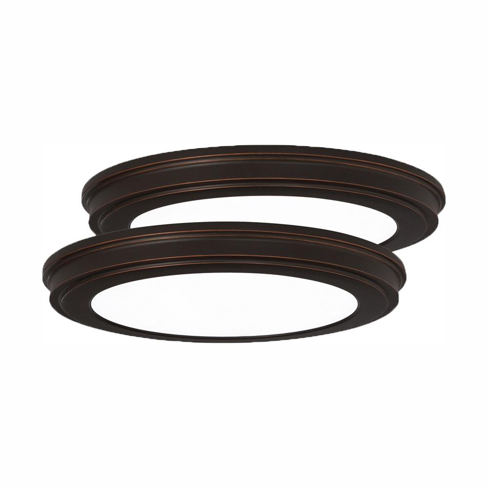 13 In Oil Rubbed Bronze Color Changing Led Ceiling Flush Mount 2 Pack