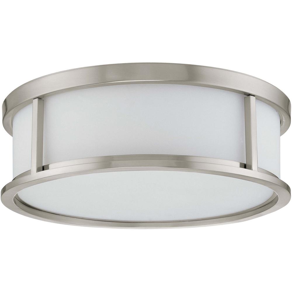 Green Matters 3 Light Ceiling Brushed Nickel Fluorescent Flush Light Ceiling Brushed Nickel