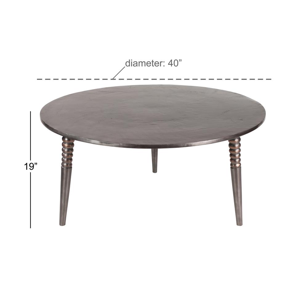 Mid Century Round Metallic Silver And Bronze Coffee Table With Beaded Legs Mid Century Round Metallic Silver And Bronze Coffee Table With Beaded Legs