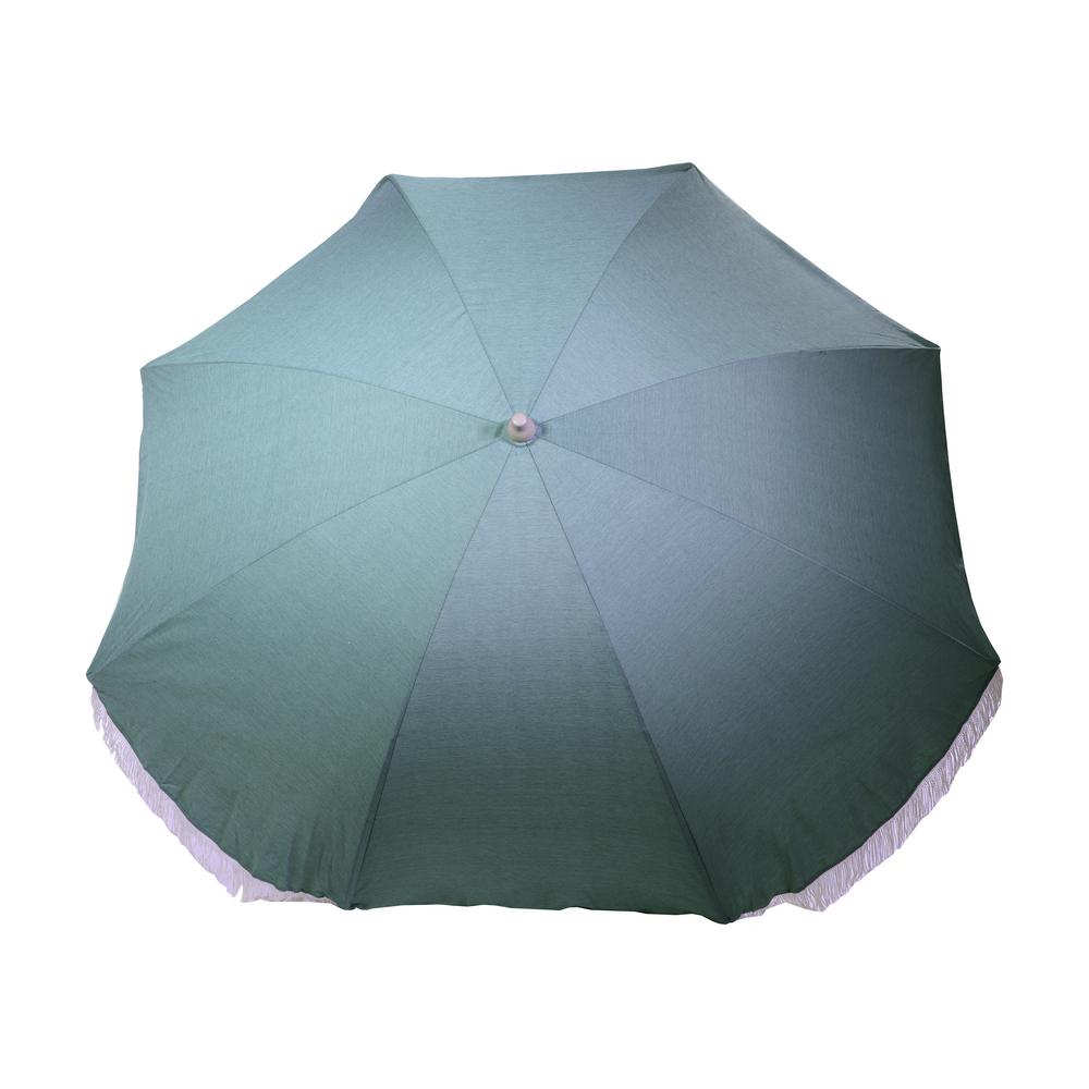 Hampton Bay 8 Ft Aluminum Drape Tilt Patio Umbrella In Spa With Fringe 9850 01407600 The Home Depot