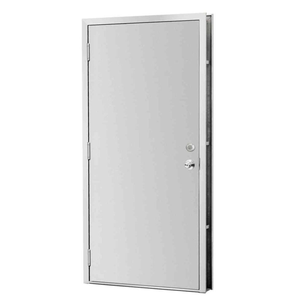 L.I.F Industries 36 in. x 80 in. Gray RightHand Flush Security Steel Prehung Commercial Door