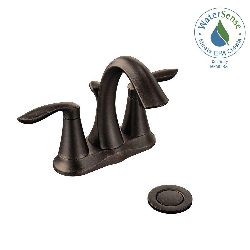 Moen Eva 4 In Centerset 2 Handle High Arc Bathroom Faucet Oil Centerset 2 Handle High Arc Bathroom Faucet In Oil Rubbed Bronze