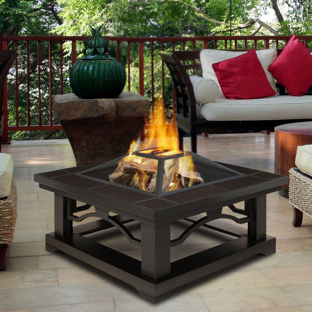 Real Flame Crestone 34 in. Steel Framed Wood-Burning Fire ...