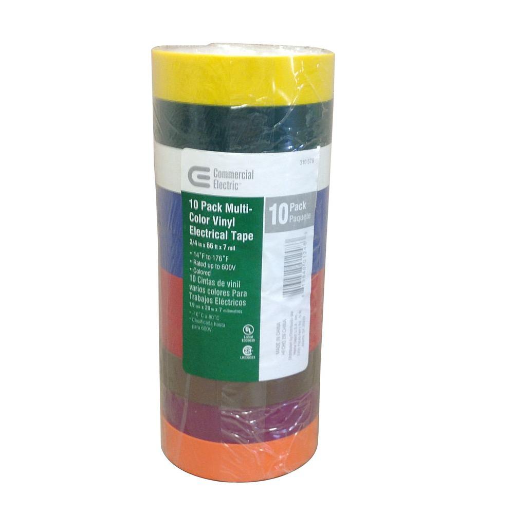 Commercial Electric 3/4 in. X 66 ft. Vinyl Electrical Tape MultiColor