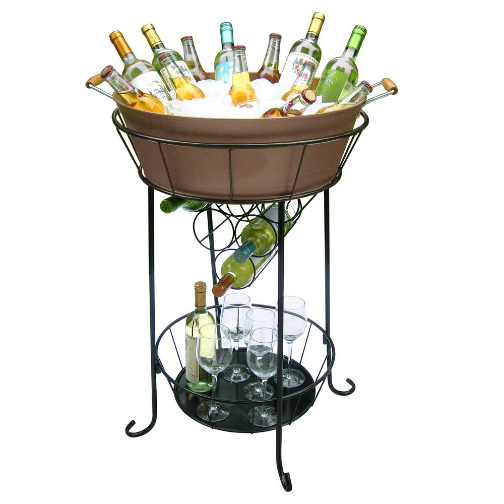 Oasis 20.5 in. Dia, 7 in. H Antique Copper Round Party Station Tub in