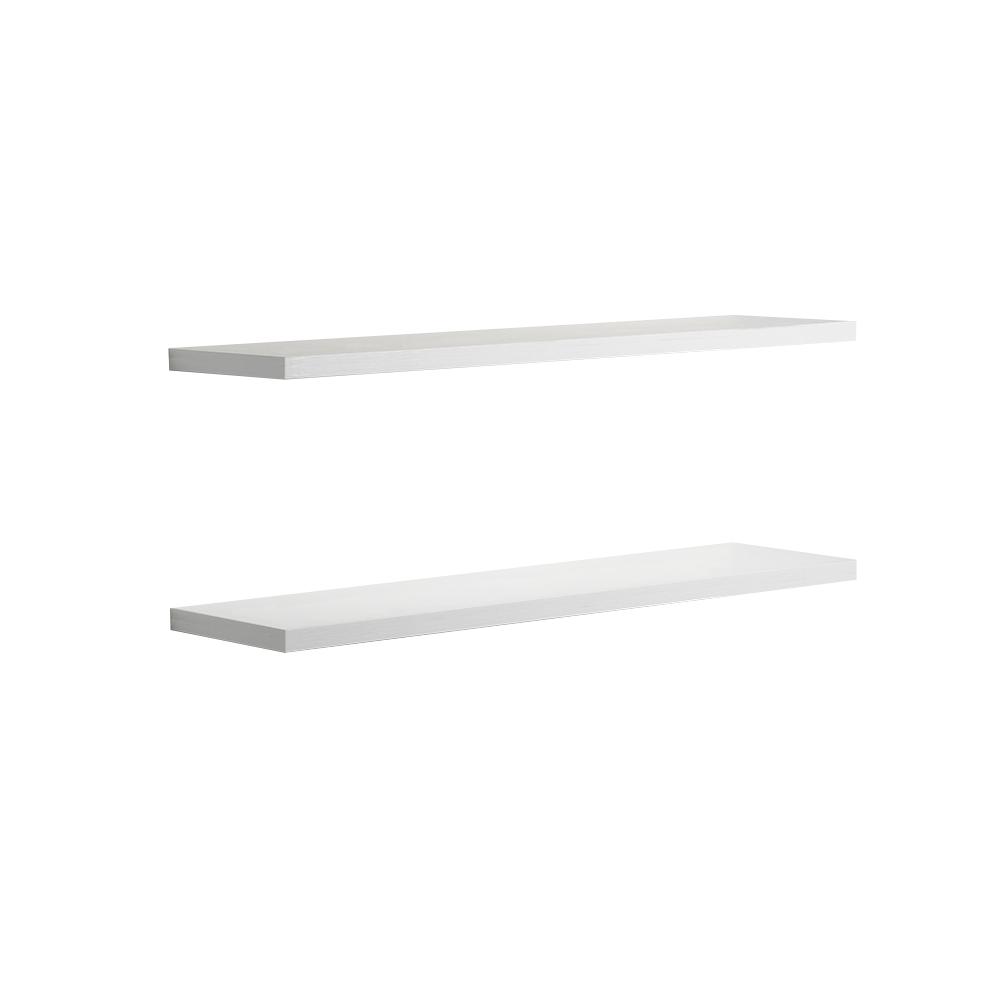 Delta 36 In W X 1 In H X 8 In D White Decorative Floating Wall Shelves 2 Pack Fs2090ebw 2 The Home Depot