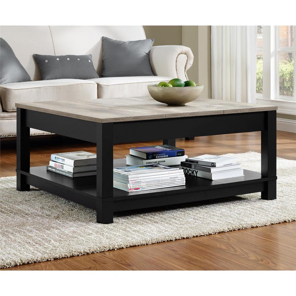 Altra Furniture Carver Square Coffee Table in Black and Sonoma Oak