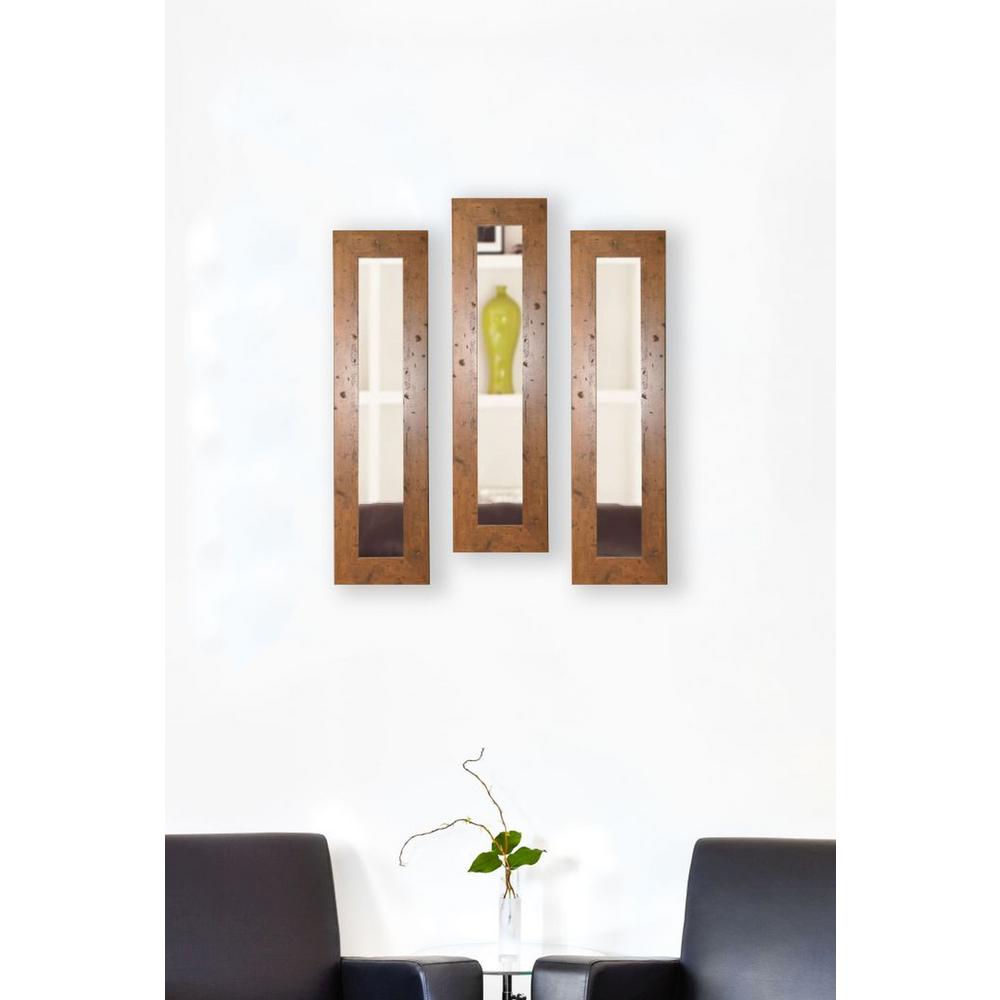 11 5 In X 32 Rustic Light Walnut Vanity Mirror Set Of 3 11 5 In X 32 Rustic Light Walnut Vanity Mirror Set Of 3 Panels P62 6 27 S3 The Home Depot