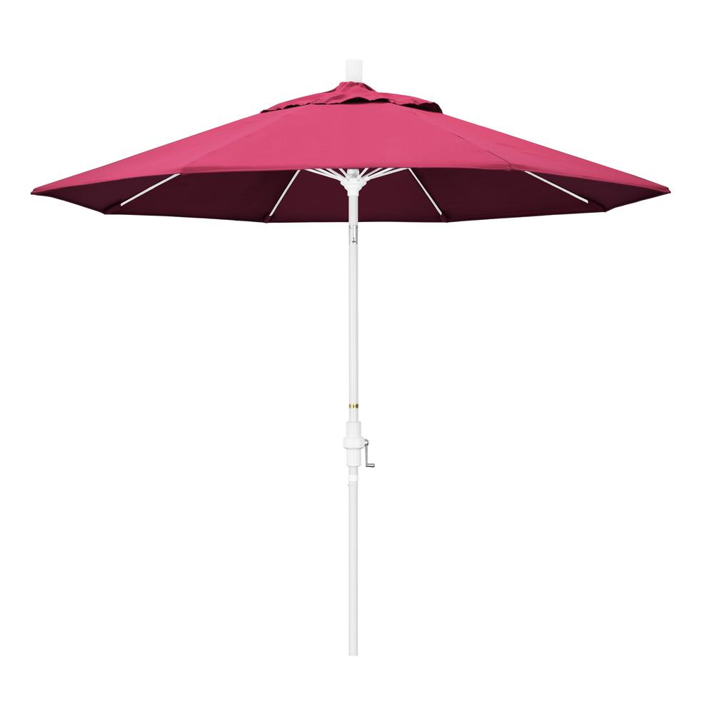 California Umbrella 9 Ft Matted White Aluminum Collar Tilt Crank Lift Market Patio Umbrella In Hot Pink Sunbrella Gscuf908170 5462 The Home Depot